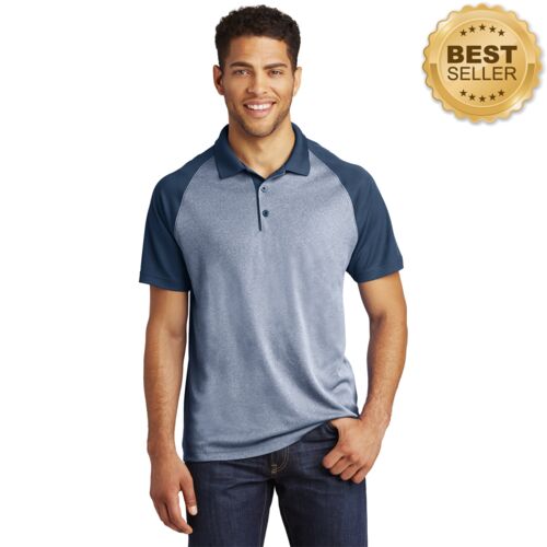 PosiCharge ® RacerMesh ® Raglan Heather Block Polo Thumbnail